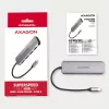 Axagon HMC-HCR3A 3x USB-A+ HDMI+ SD/microSD USB-C 3.2 Gen 1 jaotur 20 cm juhtmega USB 3.2 Gen 1 (3.1 Gen 1) Type-C hall