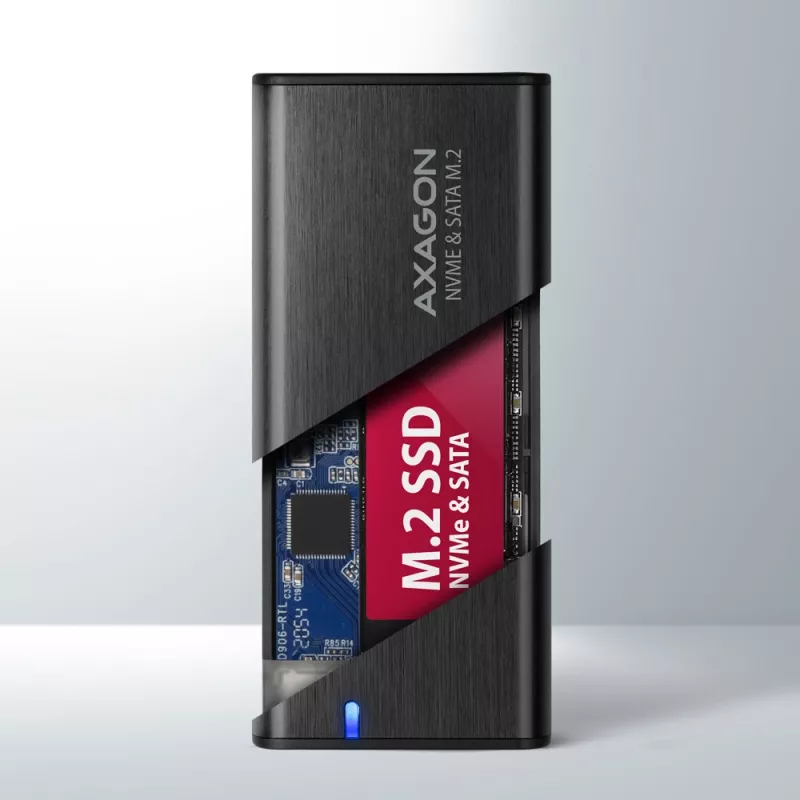 Axagon EEM2-SB2 Väline USB-C 3.2 Gen 2 metallkarp M.2 NVMe ja SATA SSD ketastele. Kruvivaba