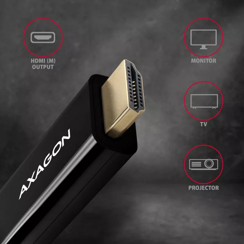 Axagon RVDM-HI14C2 Mini DisplayPort-HDMI adapterkaabel 4K 30Hz 1,8 m