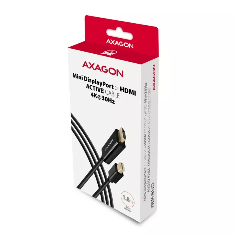 Axagon RVDM-HI14C2 Mini DisplayPort-HDMI adapterkaabel 4K 30Hz 1,8 m