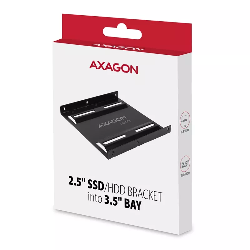 Axagon RHD-125B kinnitusraam 1x 2,5-tollisele draivile 3,5-tollisse pesasse – must metall