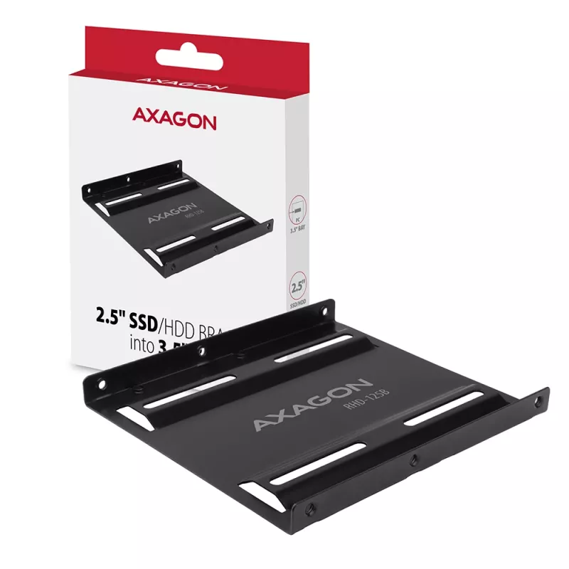 Axagon RHD-125B kinnitusraam 1x 2,5-tollisele draivile 3,5-tollisse pesasse – must metall
