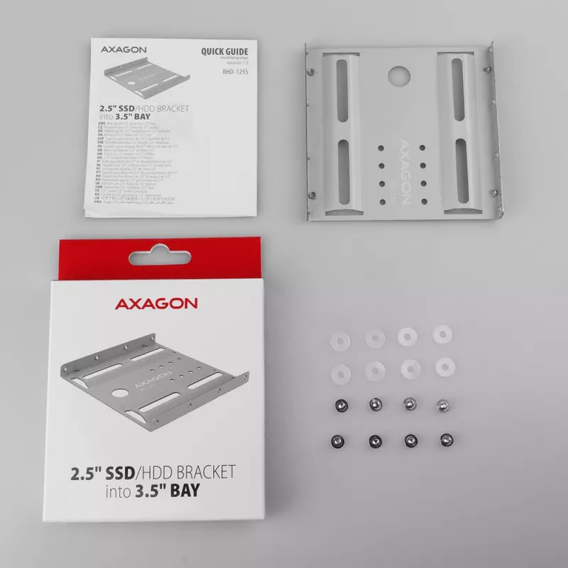 Axagon RHD-125S klambril 1x 2,5-tollise HDD/SSD paigaldamiseks 3,5-tollisesse sahtlisse, metallist, hall