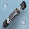 Axagon CRE-DAC USB-C+ USB-A 5 Gbps MINI 2 pesa ja LUN SD/microSD kaardilugeja USB 3.0 Type-A/USB-C Hall