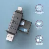 Axagon CRE-DAC USB-C+ USB-A 5 Gbps MINI 2 pesa ja LUN SD/microSD kaardilugeja USB 3.0 Type-A/USB-C Hall