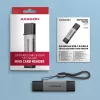 Axagon CRE-DAC USB-C+ USB-A 5 Gbps MINI 2 pesa ja LUN SD/microSD kaardilugeja USB 3.0 Type-A/USB-C Hall