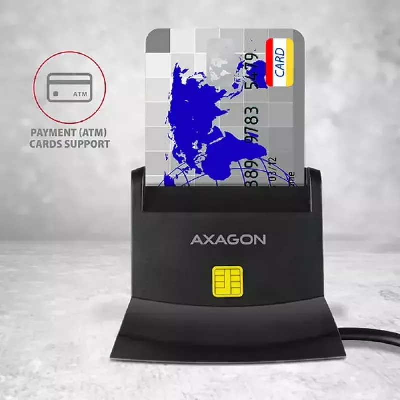 Axagon CRE-SM2 nutikaardi lugeja USB 2.0 must 1,3 m kaabliga