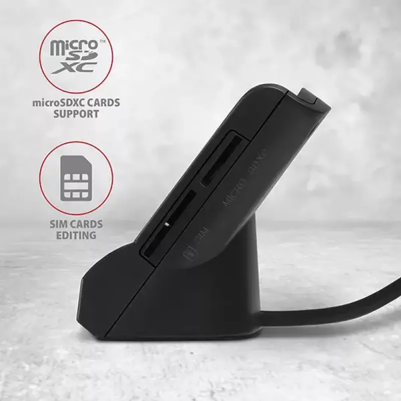 Axagon CRE-SM2 nutikaardi lugeja USB 2.0 must 1,3 m kaabliga