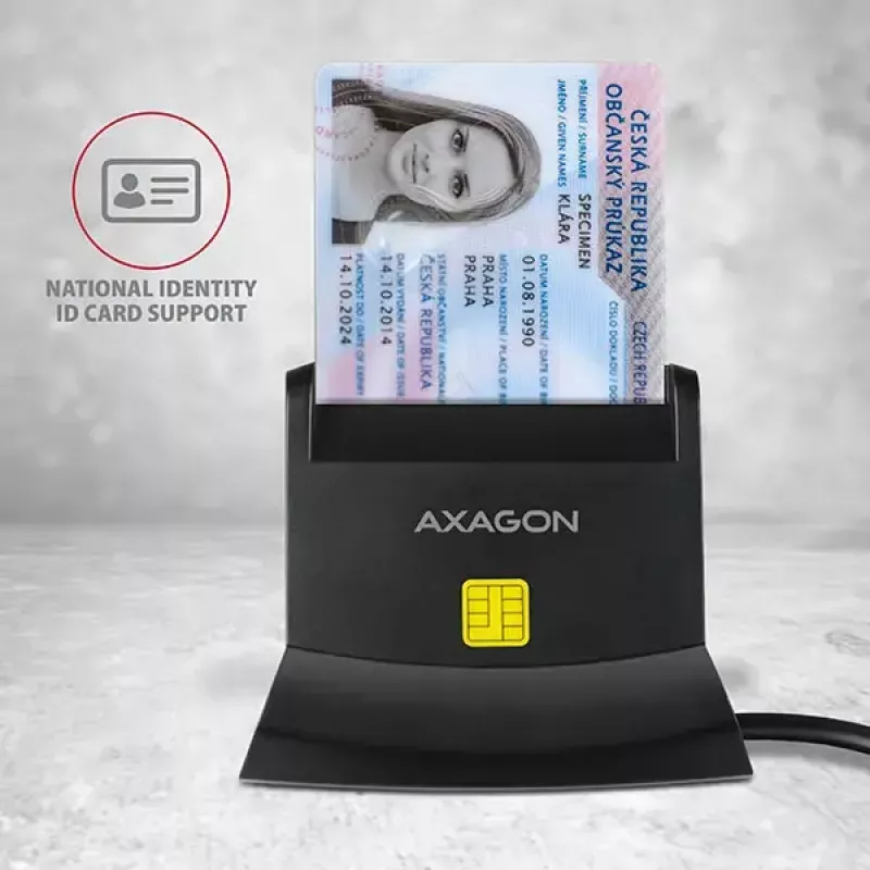 Axagon CRE-SM2 nutikaardi lugeja USB 2.0 must 1,3 m kaabliga