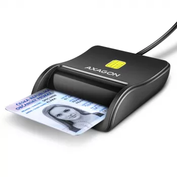 Axagon CRE-SM3N USB-A Smart-kaardi/ID-kaardi lameluger, USB 2.0, 1,3 m, must, 57 g