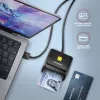 Axagon CRE-SM3N USB-A Smart-kaardi/ID-kaardi lameluger, USB 2.0, 1,3 m, must, 57 g