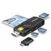 Axagon CRE-SMP2A USB nutikaardi ja SD/microSD/SIM PocketReader lugeja siseruumides USB Type-A/USB Type-C must