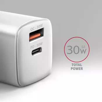 Laadija Axagon ACU-PQ30W QC3.0 30W USB-C Valge
