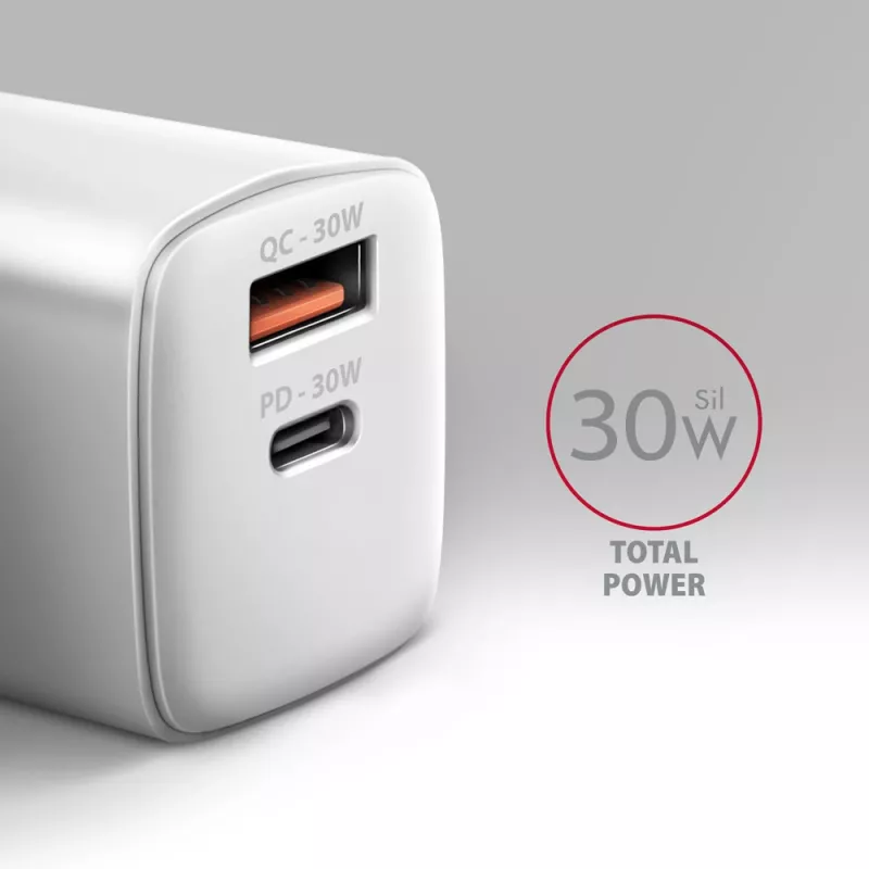 Laadija Axagon ACU-PQ30W QC3.0 30W USB-C Valge