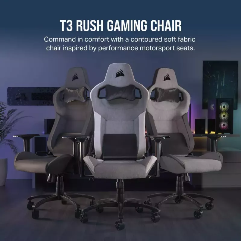Universaalne mängutool Corsair T3 RUSH 2023 polsterdatud istmega Antratsiithall