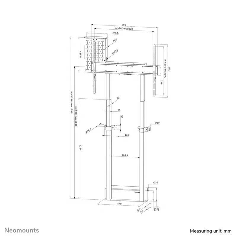 Neomounts WL55-875BL1 põrandaalus telerile 55-100 tolli - seinale - mootoriga - TÜV
