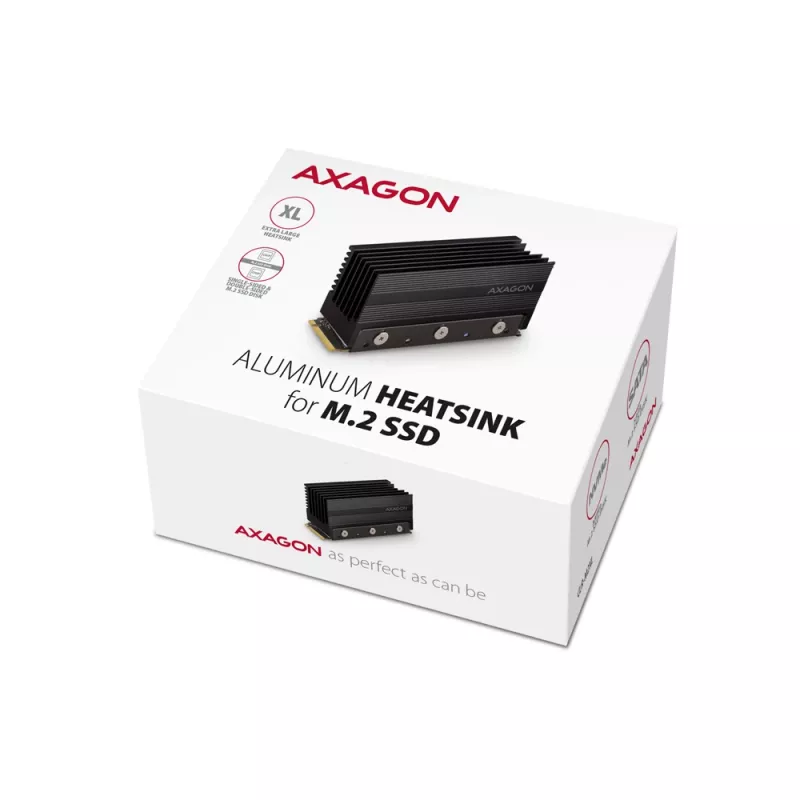 Axagon CLR-M2XL passiivne alumiiniumradiaator ühe- ja kahepoolsetele M.2 SSD-ketastele, suurus 2280, kõrgus 36 mm