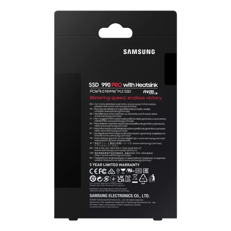 SSD-ketas Samsung 990 PRO 1 TB M.2 PCI Express 4.0 NVMe V-NAND MLC