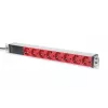 DIGITUS 1U alumiiniumist PDU, rack-paigaldatav 10A pistik, 250VAC 50/60Hz, 8x PUNANE CEE 7/7 pistikupesa eelkaitsega, IEC C14 pistik