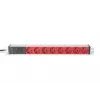 DIGITUS 1U alumiiniumist PDU, rack-paigaldatav 10A pistik, 250VAC 50/60Hz, 8x PUNANE CEE 7/7 pistikupesa eelkaitsega, IEC C14 pistik
