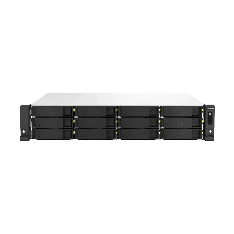 QNAP TS-1264U-RP NAS Rack (2U) Intel® Celeron® 8 GB DDR4 0 TB QNAP QTS Alumiinium, Must