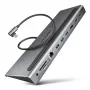 Dokkimisjaam Axagon HMC-4KX3 USB-C 5Gbps jaotur, 3x USB-A, 2x HDMI, DP, RJ-45, SD/microSD, heli, PD 100W, kaabel 40cm