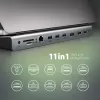 Dokkimisjaam Axagon HMC-4KX3 USB-C 5Gbps jaotur, 3x USB-A, 2x HDMI, DP, RJ-45, SD/microSD, heli, PD 100W, kaabel 40cm