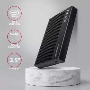 Kõvaketta/SSD korpus Axagon EE25-GTR USB-C 3.2 Gen 2 Must 2,5 tolli