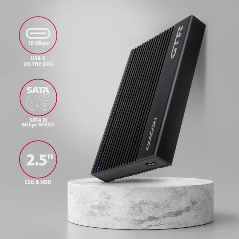 Kõvaketta/SSD korpus Axagon EE25-GTR USB-C 3.2 Gen 2 Must 2,5 tolli