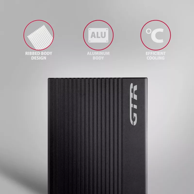 Kõvaketta/SSD korpus Axagon EE25-GTR USB-C 3.2 Gen 2 Must 2,5 tolli