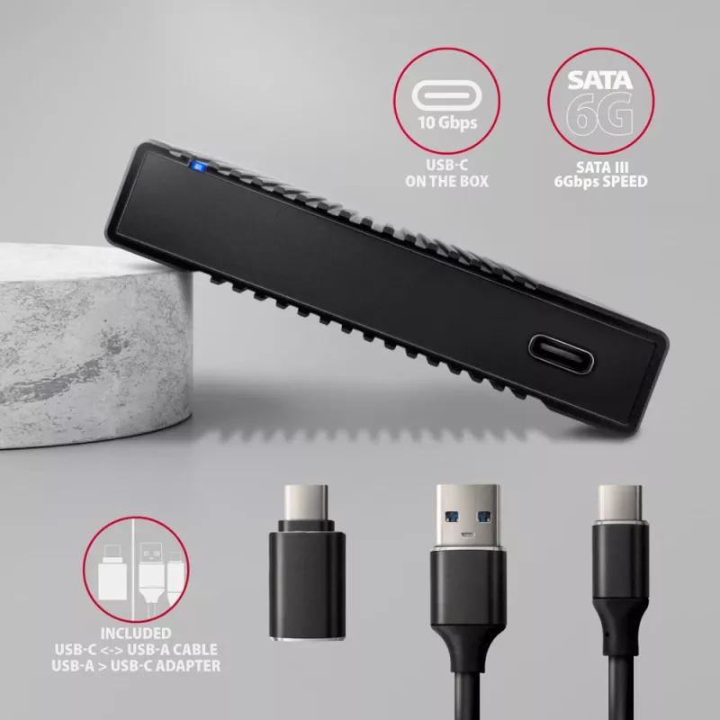 Kõvaketta/SSD korpus Axagon EE25-GTR USB-C 3.2 Gen 2 Must 2,5 tolli