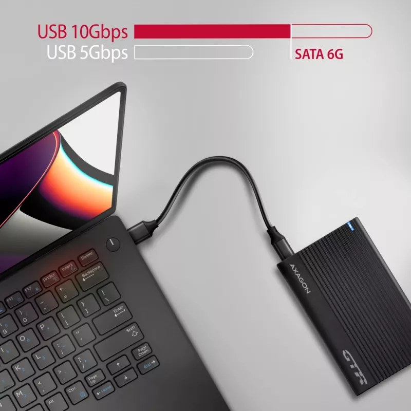 Kõvaketta/SSD korpus Axagon EE25-GTR USB-C 3.2 Gen 2 Must 2,5 tolli