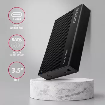 Axagon EE35-GTR USB-C 5Gbps - SATA 6G, 3.5 RIBBED box MUST - USB Typ C HDD korpus 3.5 tolli