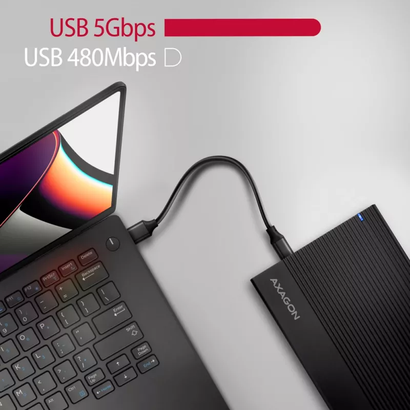 Axagon EE35-GTR USB-C 5Gbps - SATA 6G, 3.5 RIBBED box MUST - USB Typ C HDD korpus 3.5 tolli