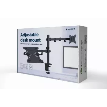 Monitorialus Gembird MA-DA-03 kuni 32-tollistele ekraanidele, lauaklambri/läbiviiguga, kahe käega, VESA 75x75–100x100, must
