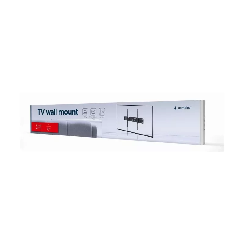 TV-kinnitus Gembird WM-70F-01 must 37 tolli kuni 70 tolli teleritele, 40 kg, VESA 200x200–600x400, 2,5 cm õhuke