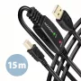 Axagon ADR-215B USB 2.0 A-M -> B-M aktiivne ühendus-/repiterkaabel 15 m