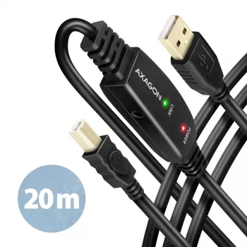 Axagon ADR-220B USB 2.0 A-M -> B-M aktiivne ühendus-/repiiiterkaabel 20 m