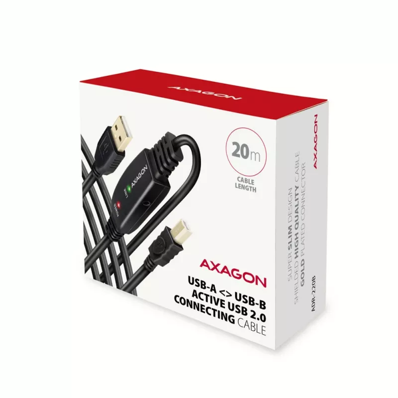 Axagon ADR-220B USB 2.0 A-M -> B-M aktiivne ühendus-/repiiiterkaabel 20 m
