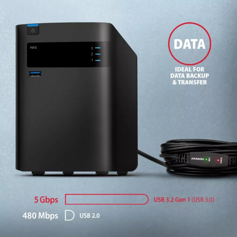 Axagon ADR-305 USB 3.2 Gen 1 A-M -> A-F aktiivne pikendus-/repiterkaabel 5 m