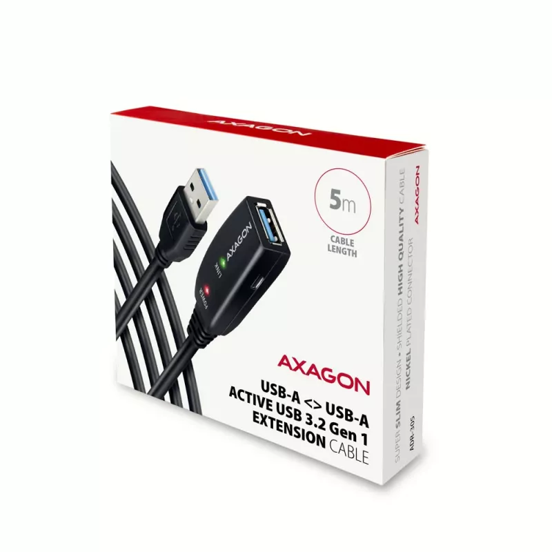 Axagon ADR-305 USB 3.2 Gen 1 A-M -> A-F aktiivne pikendus-/repiterkaabel 5 m