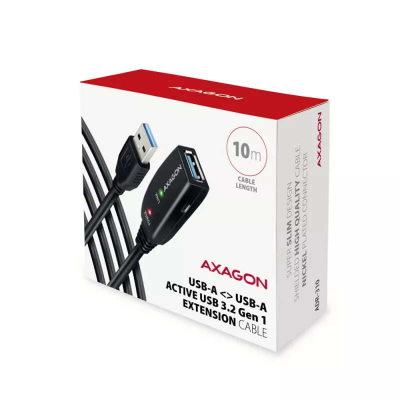Axagon ADR-310 USB 3.2 Gen 1 A-M -> A-F aktiivne pikendus-/repiterkaabel 10 m