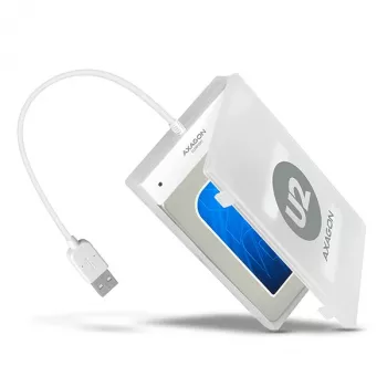 Axagon ADSA-1S USB 2.0 - 2,5-tolline HDD SATA, HDD/SSD korpus, 2,5 tolli, Serial ATA, Serial ATA II, Serial ATA III, 0,48 Gbit/s, USB-ühendus, Valge