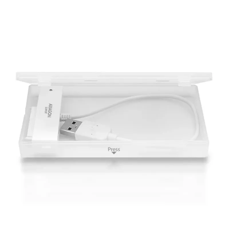Axagon ADSA-1S USB 2.0 - 2,5-tolline HDD SATA, HDD/SSD korpus, 2,5 tolli, Serial ATA, Serial ATA II, Serial ATA III, 0,48 Gbit/s, USB-ühendus, Valge