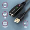 Axagon ADR-220 USB 2.0 A-M -> A-F aktiivne pikendus-/repiiiterkaabel 20 m