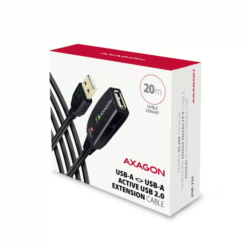 Axagon ADR-220 USB 2.0 A-M -> A-F aktiivne pikendus-/repiiiterkaabel 20 m