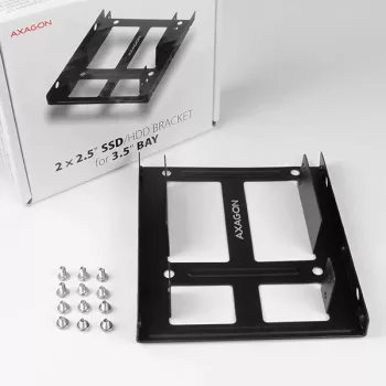 Axagon RHD-225 METALLKLAMBER kahe 2,5-tollise HDD/SSD paigaldamiseks 3,5-tollisesse pesasse, ventilaatori kinnituskoht