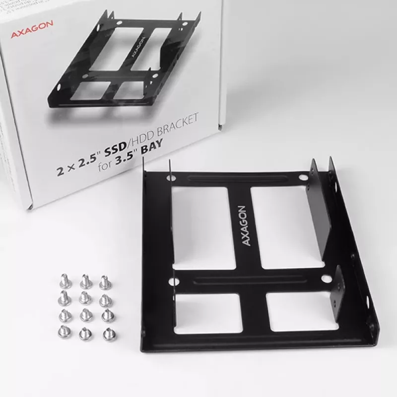 Axagon RHD-225 METALLKLAMBER kahe 2,5-tollise HDD/SSD paigaldamiseks 3,5-tollisesse pesasse, ventilaatori kinnituskoht
