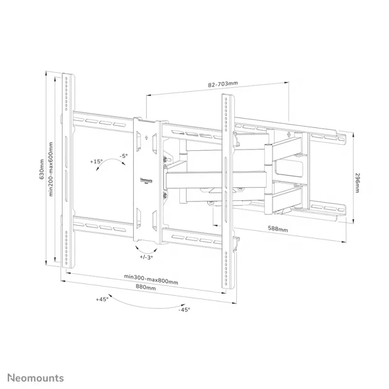 Neomounts WL40S-950BL18 Raskeveo seinakinnitus 55-110 tolli - täisliikumine