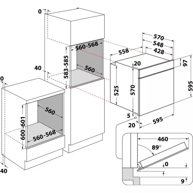 Sisseehitatud elektriahi WHIRLPOOL OMR58HU1B — 71 L, A+, hüdrolüütiline isepuhastus, konvektsioon, grill, teleskoopsiin